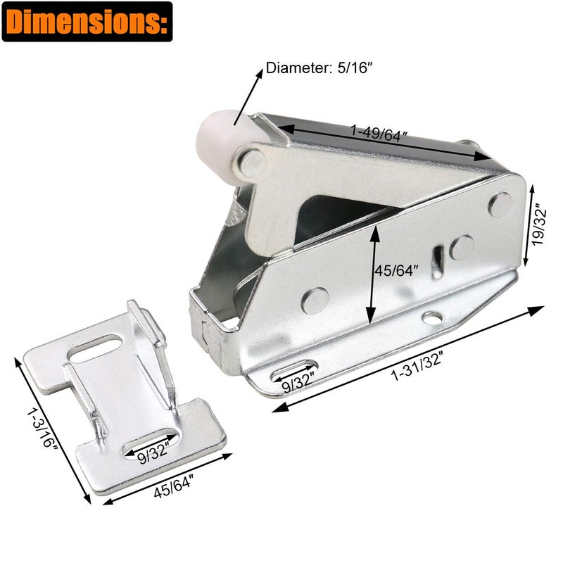 HWMATE Push to Open Touch Release Lock Spring Loaded Latch for Kitchen Cabinet Cupboard Wardrobe Door (4 Pack) - Image 3
